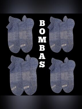Bombas Ankle Socks 4 Pair BNWOT Unisex Medium Blue/White